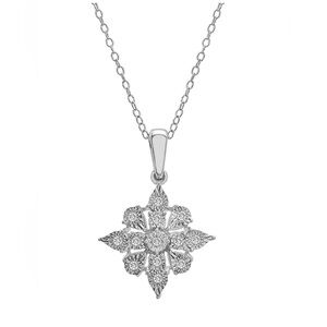 Diamond Cluster 18" Pendant Necklace (1/10 ct. t.w.) in Sterling Silver